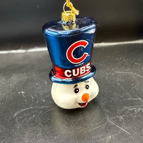 CHICAGO CUBS Glass Christmas Ornament MLB Baseball Snowman - Picture 8 of 9
